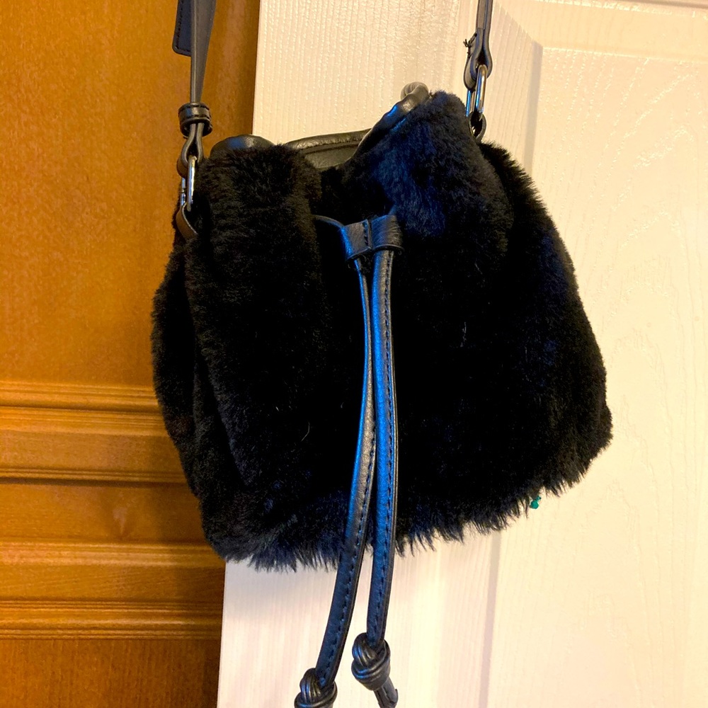 Faux Fur Crossbody Bag with Coin Purse in Black